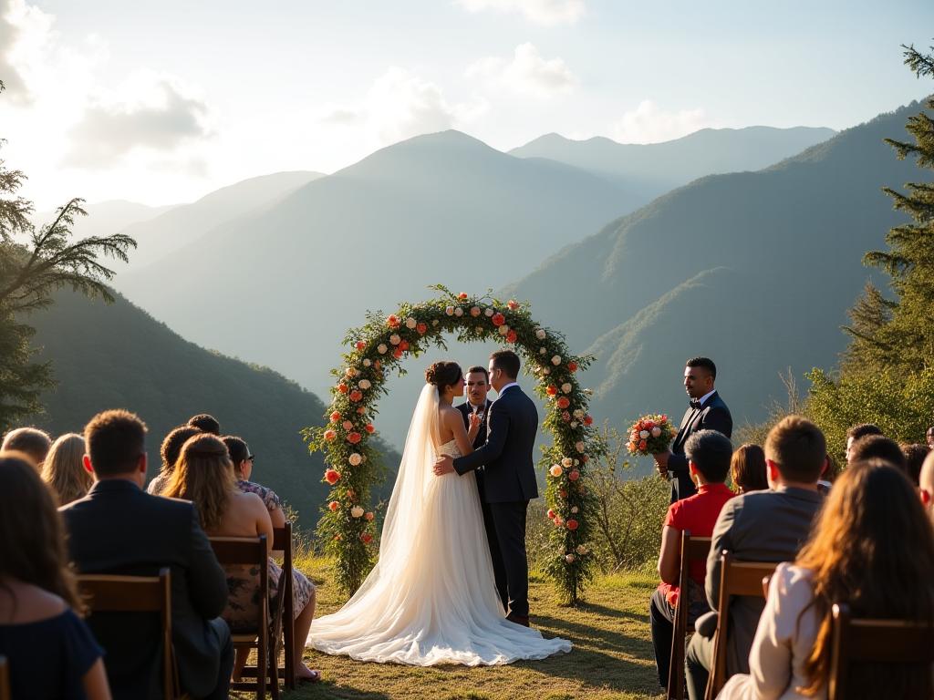 Ceremonia de boda en las montañas de Medellín con vista panorámica
